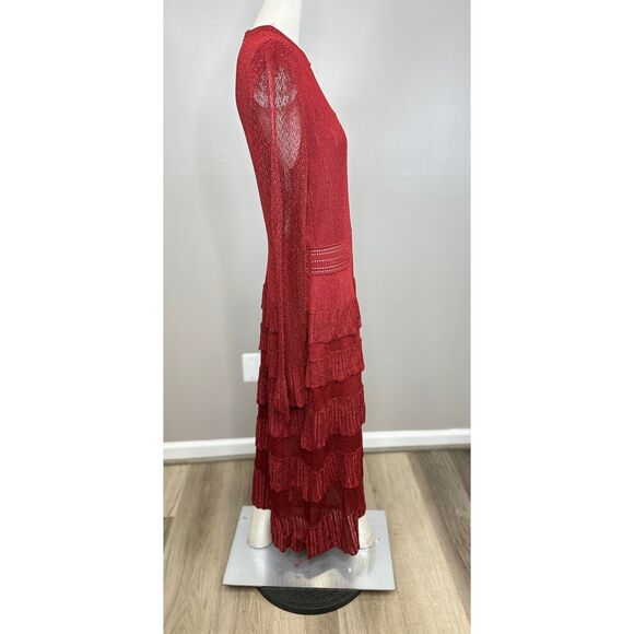 Lela Rose Piper Pointelle Tiered Maxi Dress Size L $1590 - Picture 8 of 9